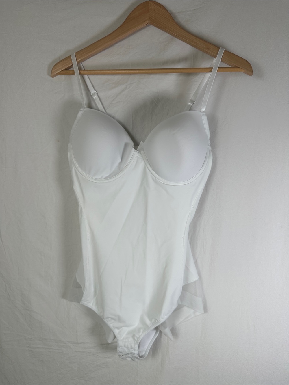 White Stretch Bodysuit with Molded Cups